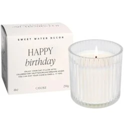 Happy Birthday Soy Candle - Ribbed Glass Jar With Box