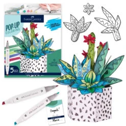 Faber-Castell Adult Pop-Up Coloring Bouquet - Succulents